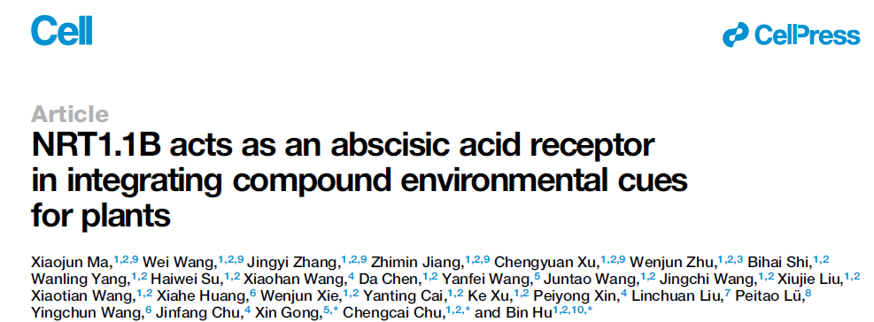 NRT1.1B acts as an abscisic acid receptor in integrating compound environmental cues for plants NRT1.1B acts as an abscisic acid receptor in integrating compound environmental cues for plants